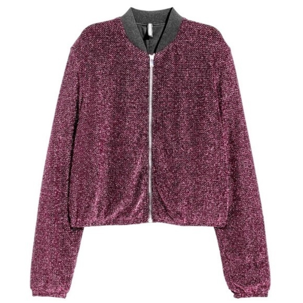 DIVIDED | Metallic Shimmer Pink and Black Lightweight Zippered Front Jacket